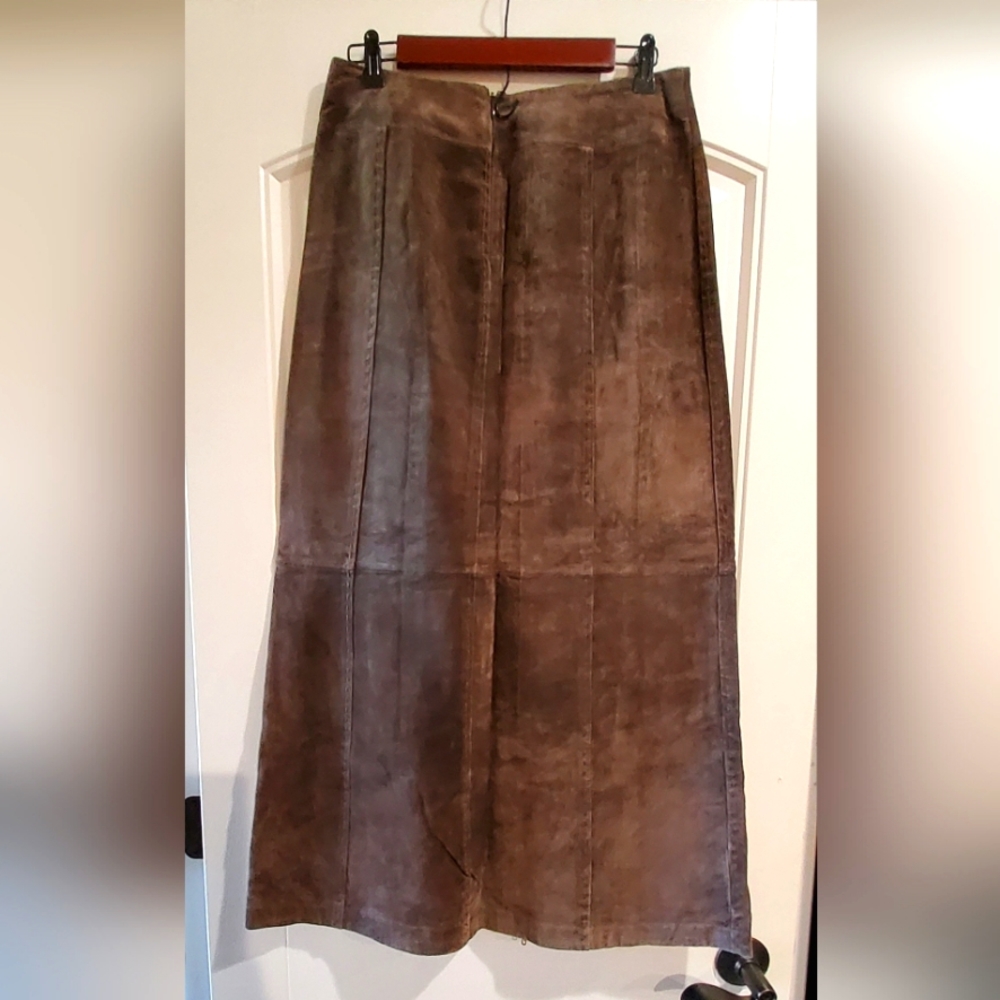 Leather long skirt with jacket